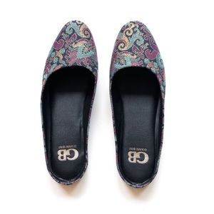 Gianni Bini Brocade Flat Mules Blue Purple Gold Black Size 9.5